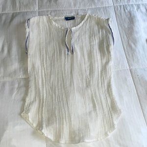 Vintage EUC ! 1970’s PaN-her sheer white and blue cotton blouse